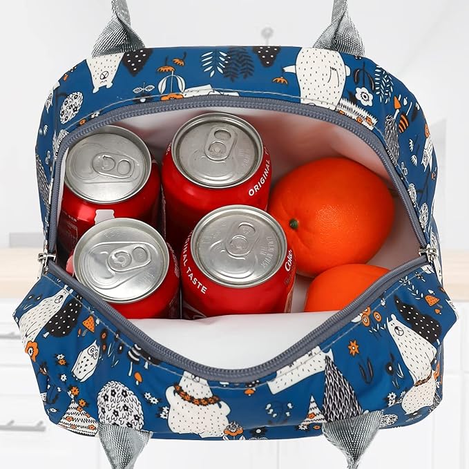 FlowFly Insulated Lunch Cooler Bag - Owl Tote Organizer for Women/Men