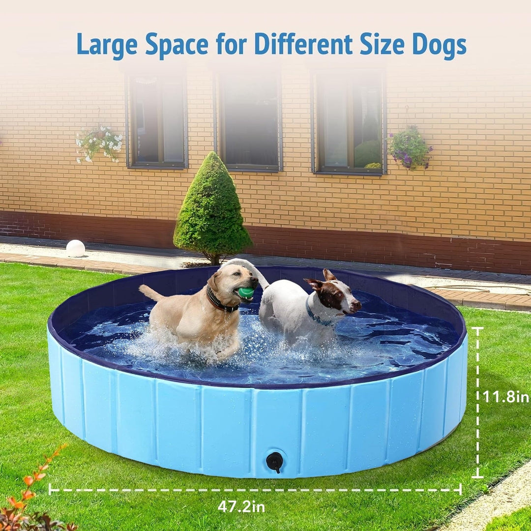 BN-LINK Foldable Dog Pool, PVC Pet Swimming Pool, Portable Dog Pool Bathtub for Pets to Swim and Bath, 47.2" x 11.8" Blue