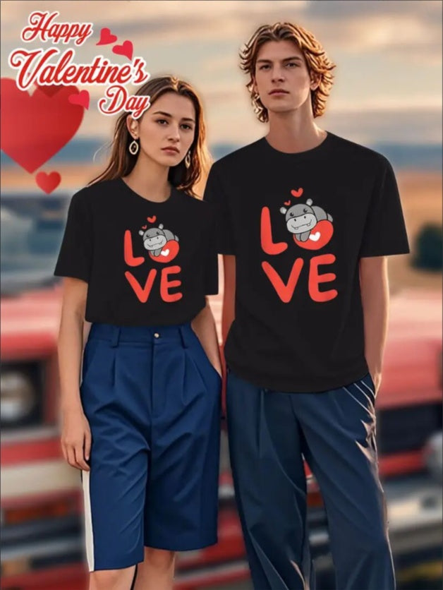 Love Valentine'S Day T-Shirt, Couple T-Shirt, Couple Christmas, Fashion Casual T-Shirt, Short-Sleeved T-Shirt