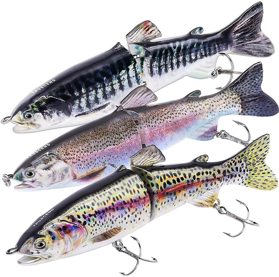 TRUSCEND Fishing Lures for Bass Trout Multi Jointed Swimbaits Slow Sinking Bionic Swimming Lures Bass Freshwater Saltwater Bass Lifelike Fishing Lures Kit