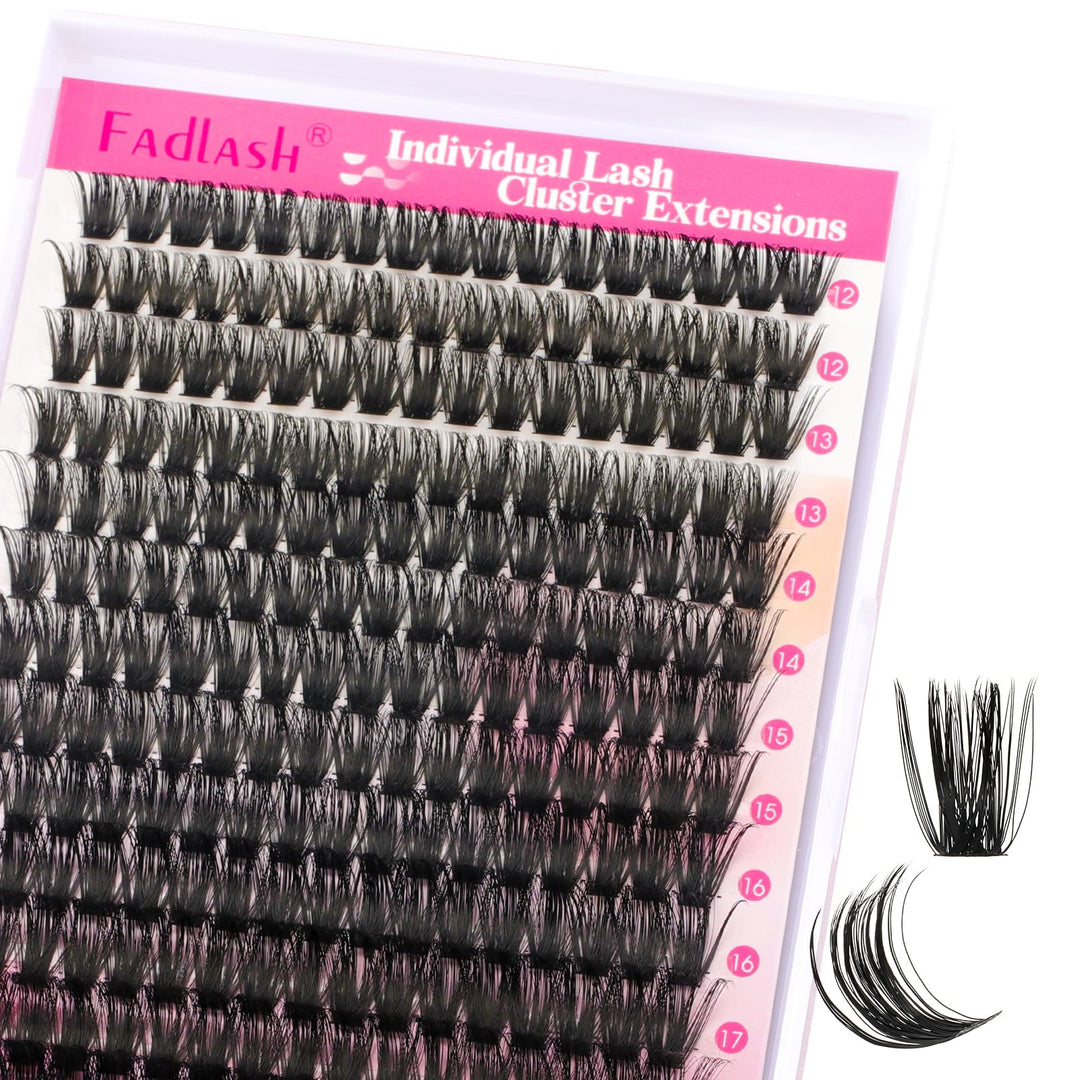 Fadlash Cluster Lashes D Curl Wispy Individual Lashes Diy Eyelash Extension Natural Look Reusable Fluffy Cluster Eyelash Extensi