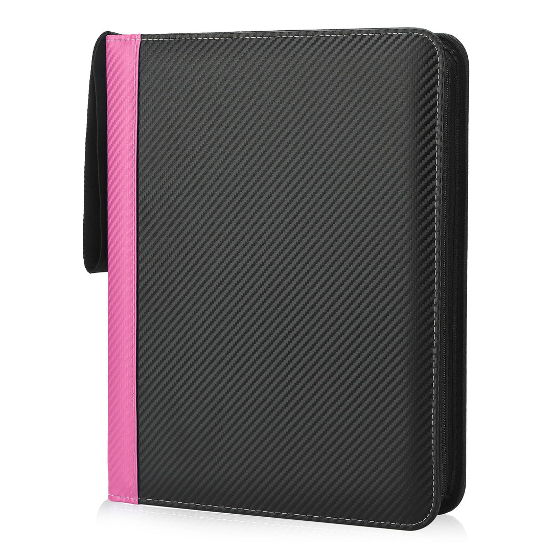 TCGUARD 9 Pockets Trading Card Binder with Sleeves Card Organizer, 900 Double Sided Pocket PU Card Collection Binder, Baseball Binder,for Sports Card, MTG, TCG Yugioh Card (Pink)