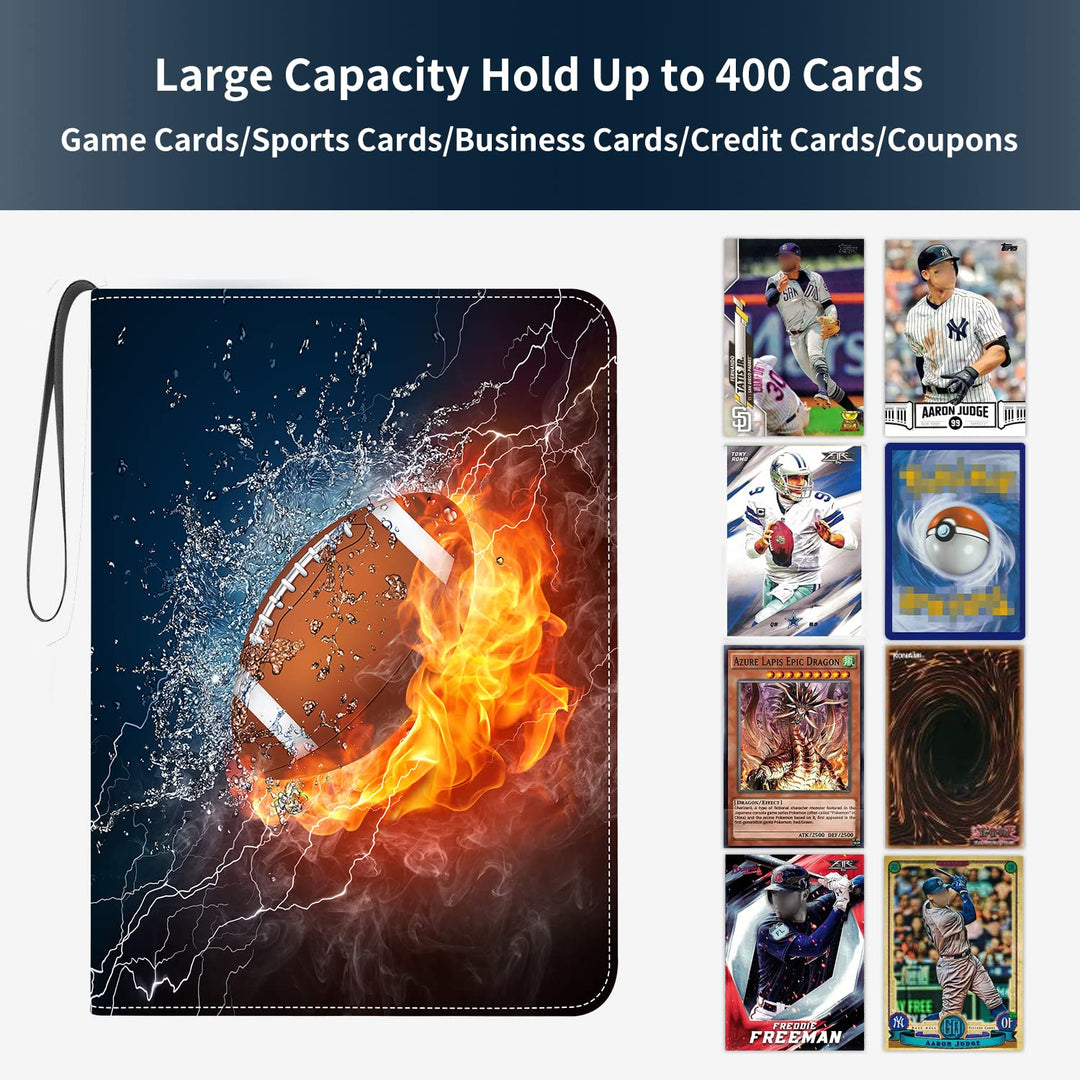 HESPLUS Football Card Binder Compatible with Football Card, Baseball Card, Trading Card, MTG and Other TCG, Fits 400 Cards with 50 Removable Pages, Card Holder Collector for Standard Size Card