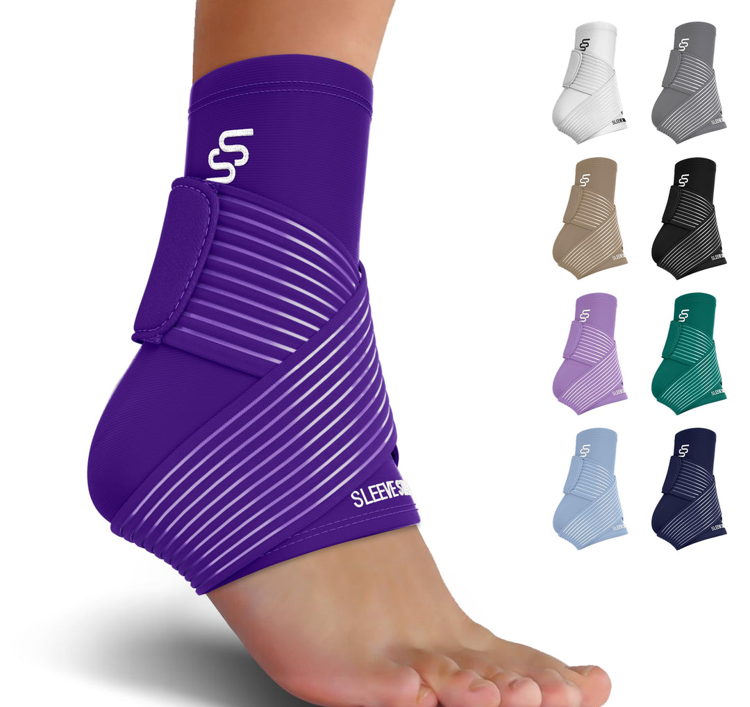 Sleeve Stars Ankle Support for Ligament Damage & Sprained Ankle, Plantar Fasciitis Support & Achilles Tendonitis Pain Relief, Ankle Brace for Women & Men (Single/Dark Purple)