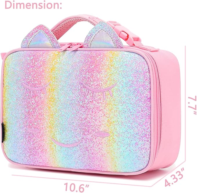 FlowFly Kids Lunch box Insulated Soft Bag Mini Cooler Back to School Thermal Meal Tote Kit for Girls, Boys, Smile