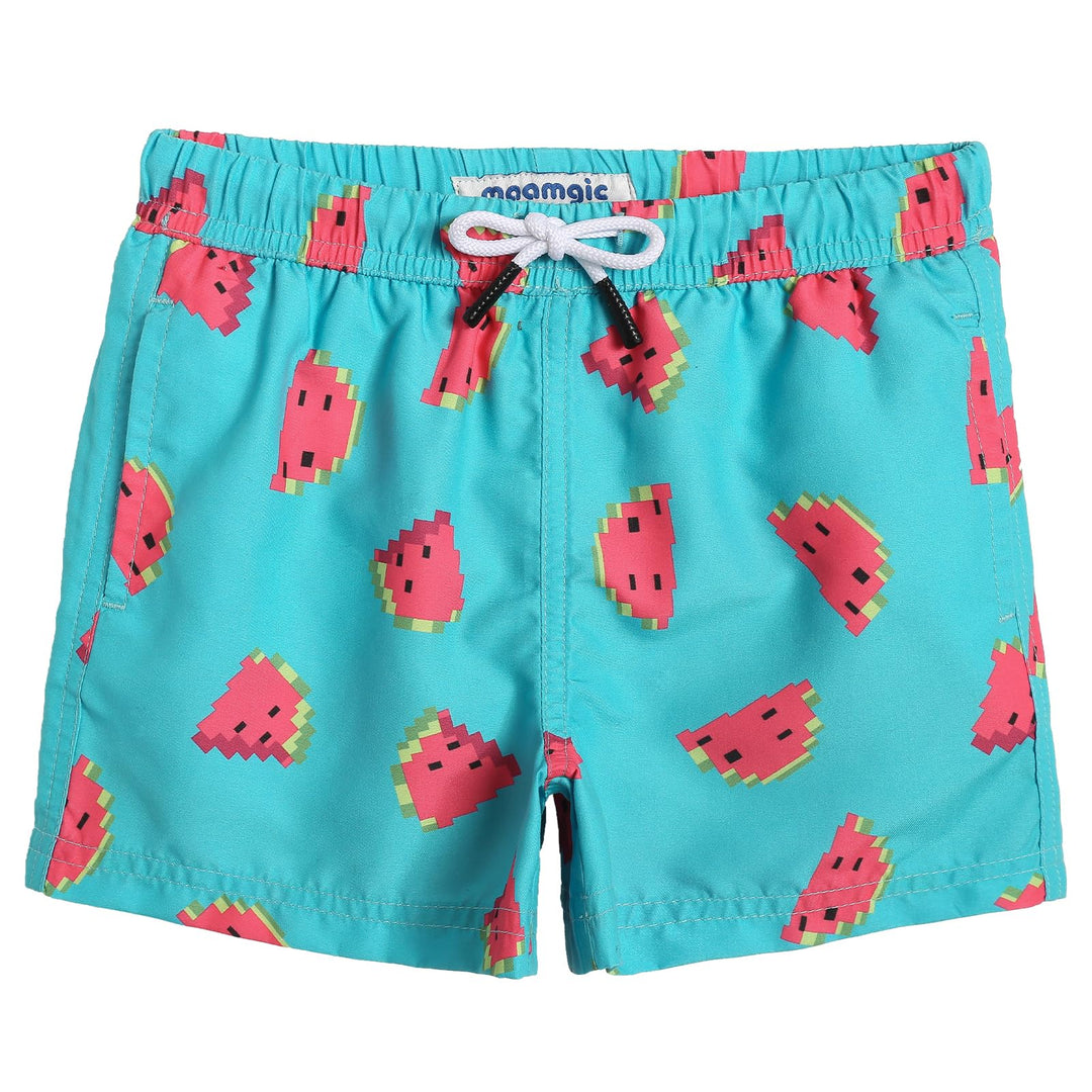 maamgic Boys Swim Trunks Toddler Swim Shorts Little Boys Bathing Suit Swimsuit Toddler Boy Swimwear Pixel Watermelon 2T,Pixel Watermelon,2 T