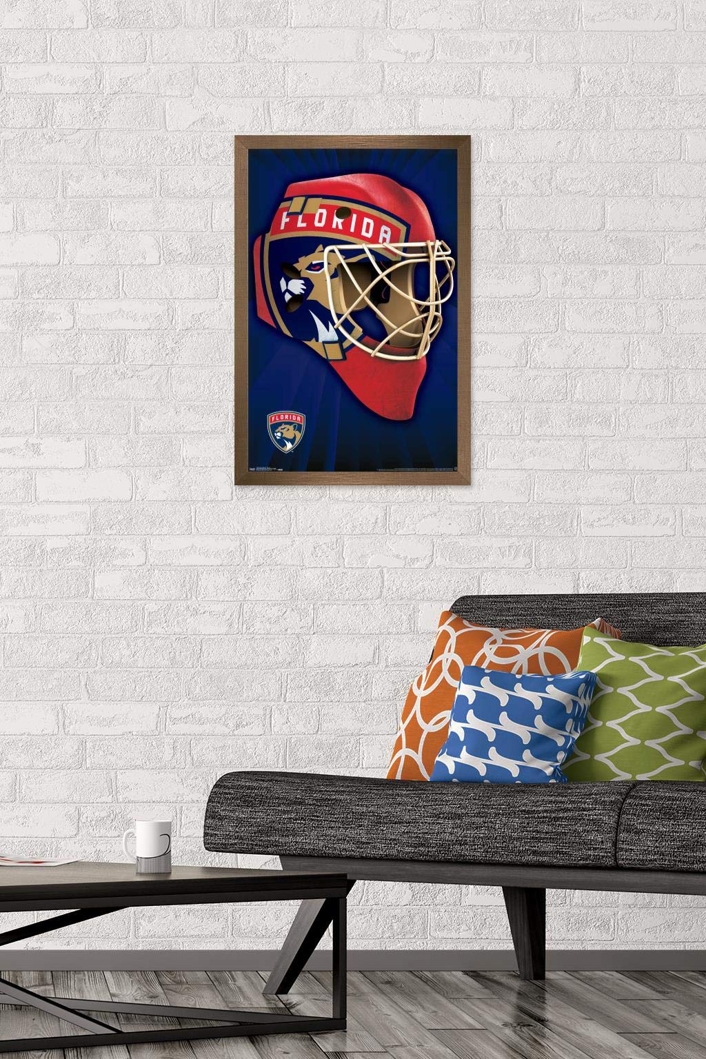 Trends International NHL Florida Panthers Mask 16 Wall Poster, 14.725" x 22.375", Bronze Framed Version