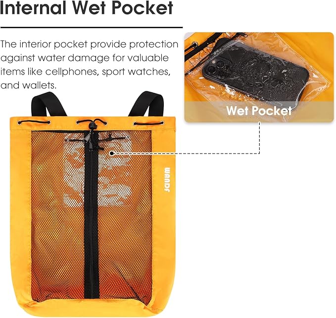 WANDF Swim Bag Mesh Drawstring Backpack Beach Backpack for Swimming, Gym, and Workout Gear