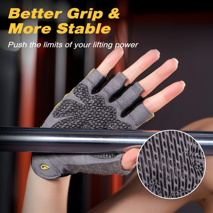 Glofit Workout Gloves for Women Men, Lightweight Weight Lifting Glove Breathable Fingerless Gym Gloves, Exercise, Fitness, Training, Cycling