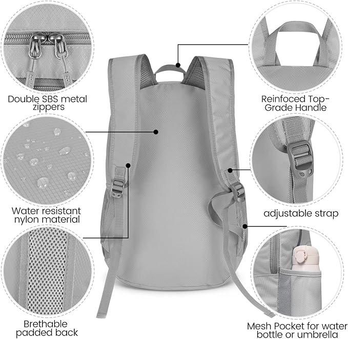 ZOMAKE Lightweight Packable Backpack 28L, Foldable Backpacks Water Resistant Collapsible Day Bag Light Daypack for Hiking