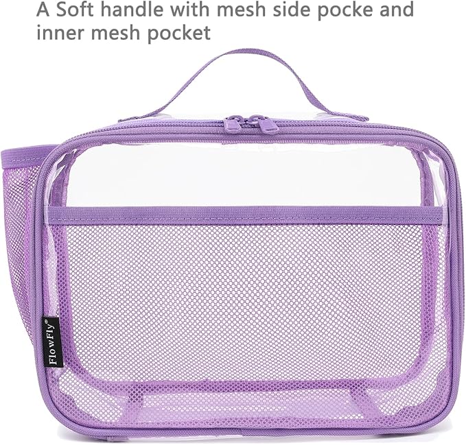 FlowFly Kids Lunch box Insulated Soft Bag Mini Cooler Back to School Thermal Meal Tote Kit for Girls, Boys,ClearPurple