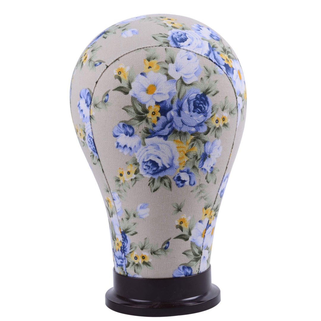 Yantaisiyu 1 Piece Canvas Block Head Mannequin Head For Hair Extension Lace Wigs Making And Display Styling (Blue 23'')