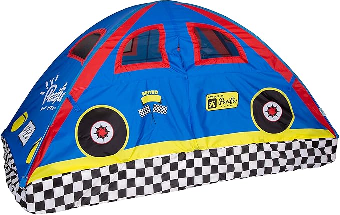Pacific Play Tents 19711 Kids Rad Racer Bed Tent Playhouse - Full Size Mattress