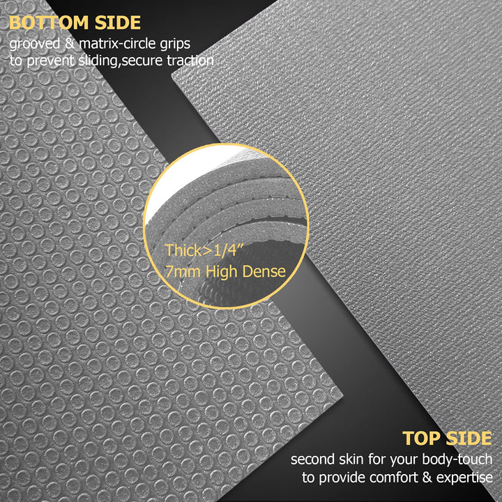 GXMMAT Large Exercise Mat 6'x4'/6'x5'/6'x6'(7mm), Thick Workout Mats for Home Gym Flooring, Extra Wide Non-Slip Durable Cardio Mat, Shoe Friendly, Perfect for Plyo, MMA, Jump Rope, Weights, Fitness