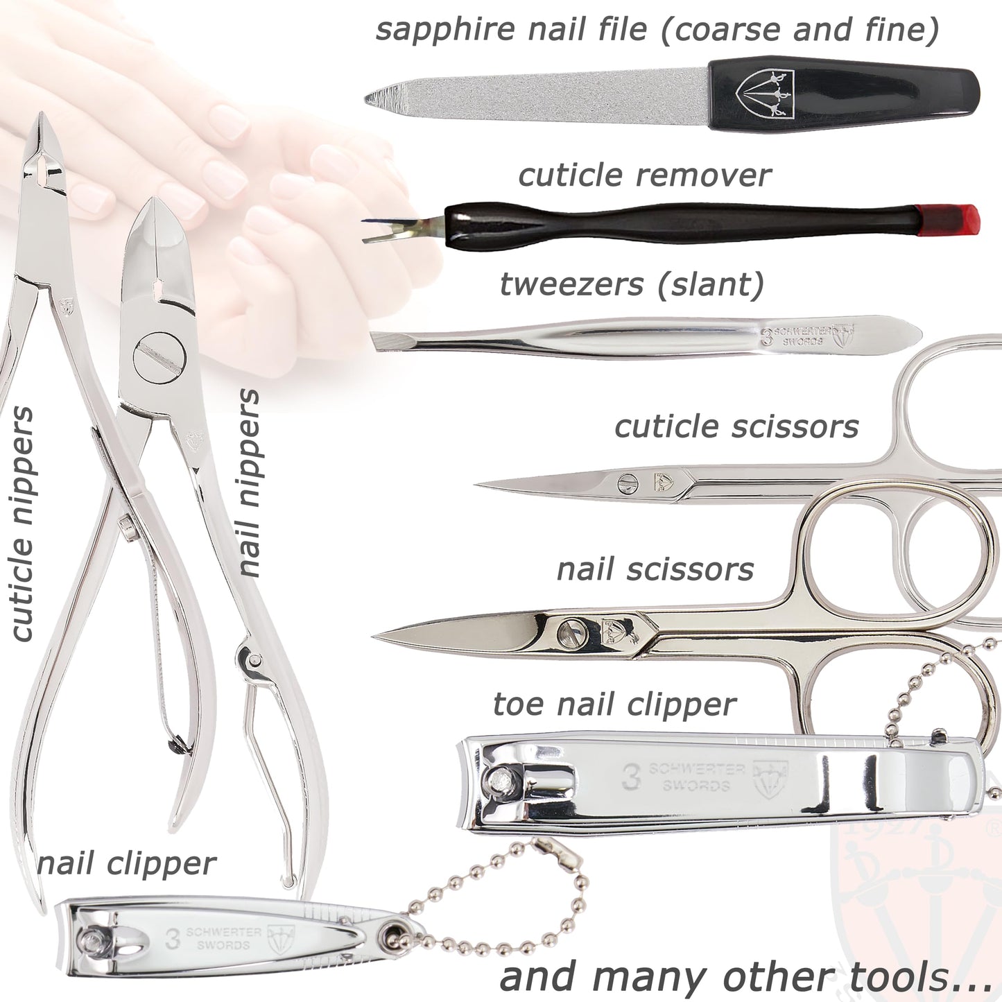 3 Swords Germany - brand quality 16 piece manicure pedicure grooming kit set for professional finger & toe nail care Made by 3 Swords