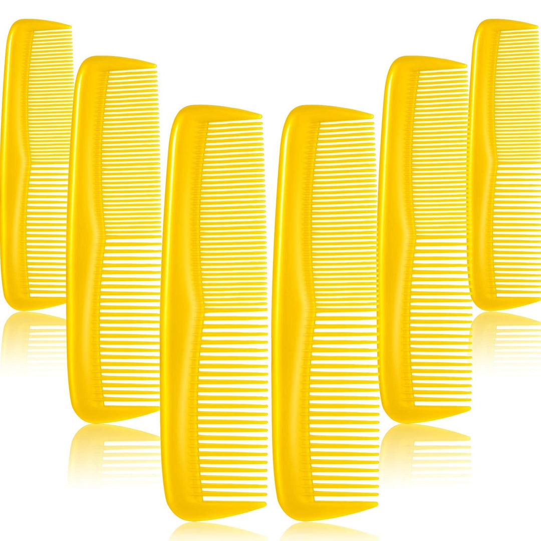 Leinuosen 12 Pieces Hair Combs Set Pocket Plastic Fine Tooth Dressing Comb For Women And Men, Peines Para Cabello(Yellow)