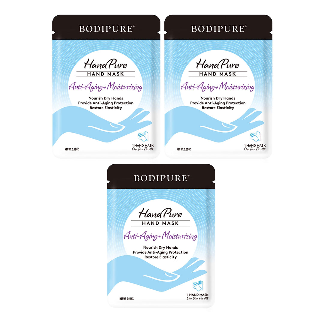 BODIPURE HandPure Hand Mask, Intensive Repairing Treatment for Dry Cracked Hands, Anti-aging Moisturizing Gloves, Repairs Rough and Extra Dry Hands, For Women and Men 3 Pack