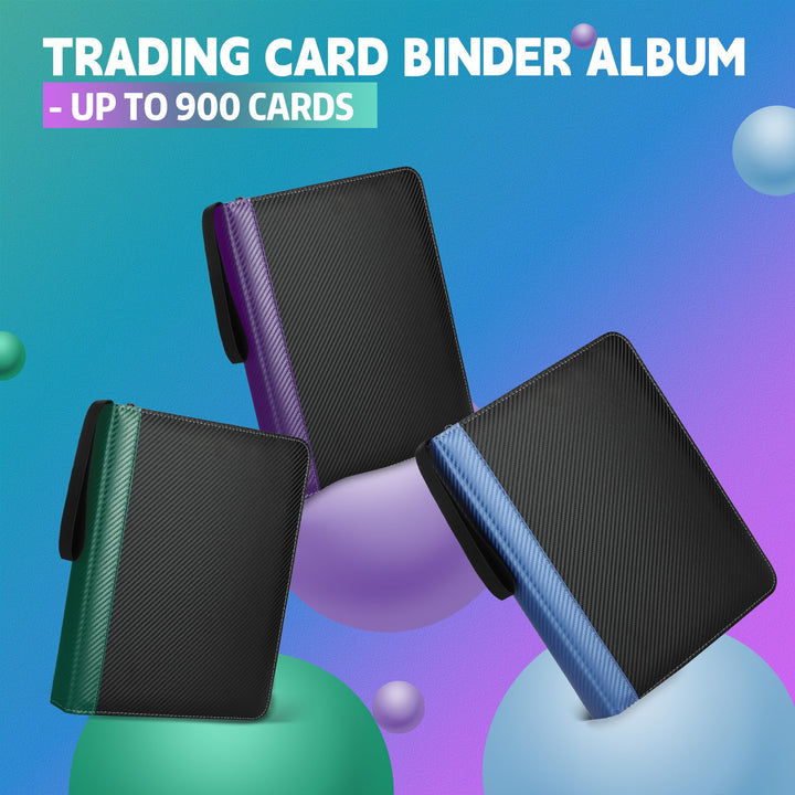 TCGUARD 9 Pockets Trading Card Binder with Sleeves Card Organizer, 900 Double Sided Pocket PU Card Collection Binder, Baseball Binder,for Sports Card, MTG, TCG Yugioh Card (Blue)