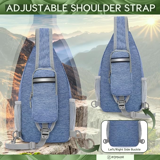 ZOMAKE Small Sling Bag, Travel Sling Backpack, Waterproof Hiking Cycling Crossbody pack for Men Women(Navy Blue)