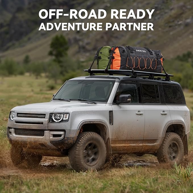 HEETA Waterproof Duffel Bag Motorcycle Dry Bag Backpack, Extra Large Rolltop Travel Duffle Bags with Straps & Handles for Kayaking Rafting Boating Canoeing Camping Gym Beach (Green, 60L)