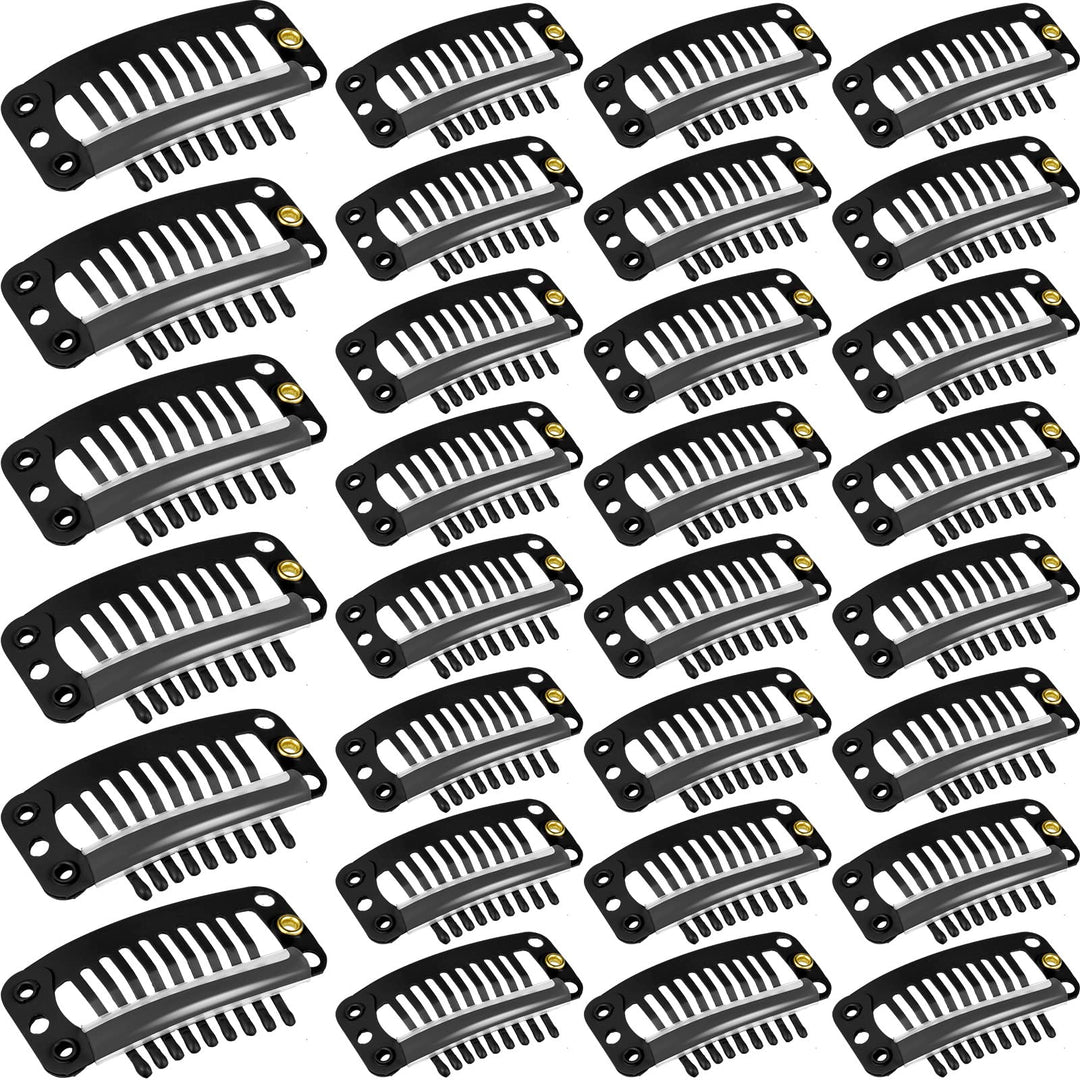 Willbond 30 Pieces 32 Mm 9-Teeth Hair Extension Clips For Women Hair Extensions Diy (Black)