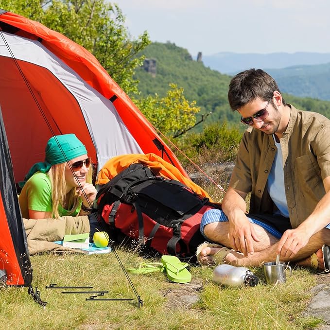 Blulu 24 Pcs 8/12/16 Inch Tent Stakes Heavy Duty Steel Metal Tent Pegs Unbreakable and Inflexible Metal Stakes Tent Spikes for Camping, Yard Decoration, Picnic, Tarp(Black, 12 Inch)