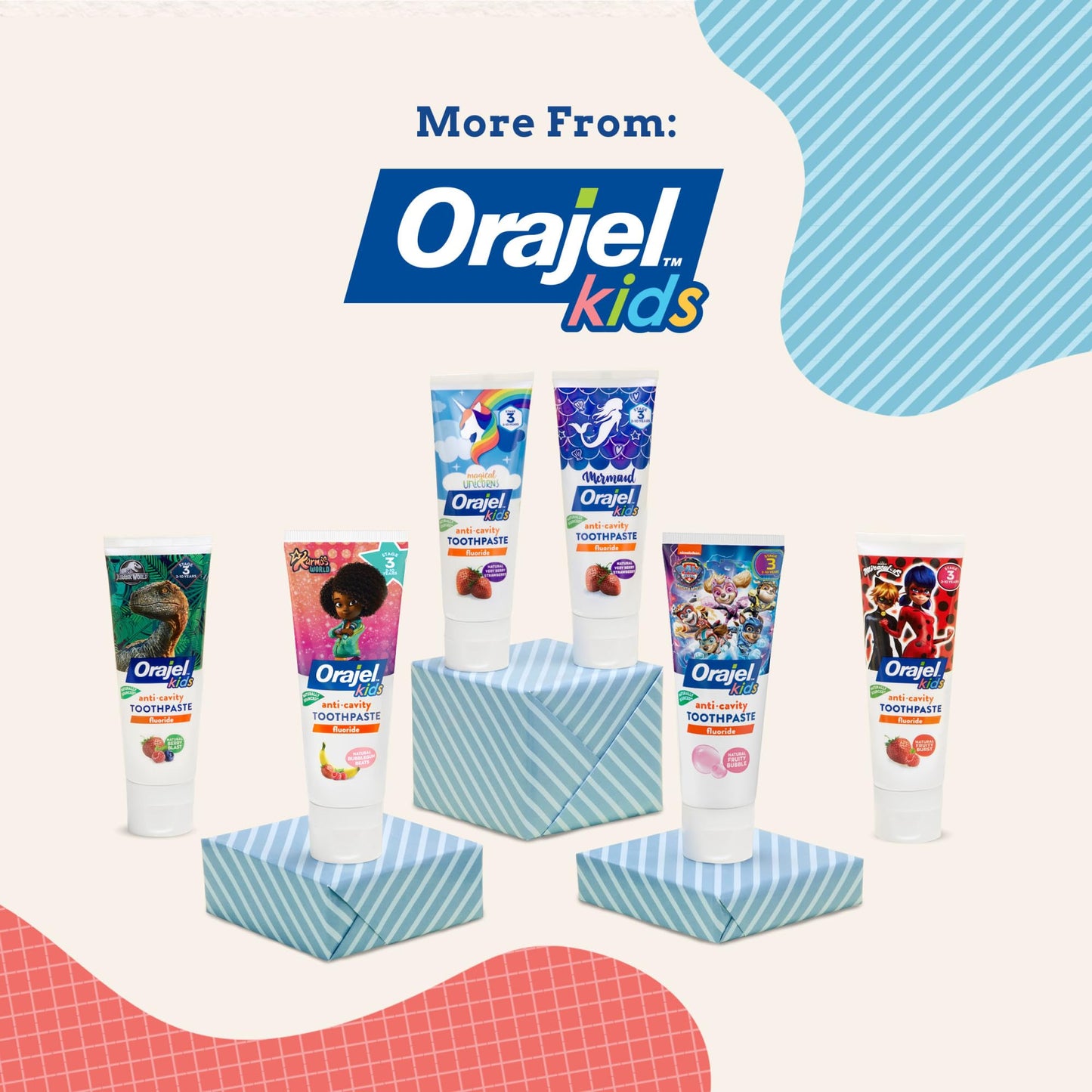 Orajel Kids Paw Patrol Anti-Cavity Fluoride Toothpaste, Natural Fruity Bubble Flavor, 4.2oz Tube (Pack of 2)