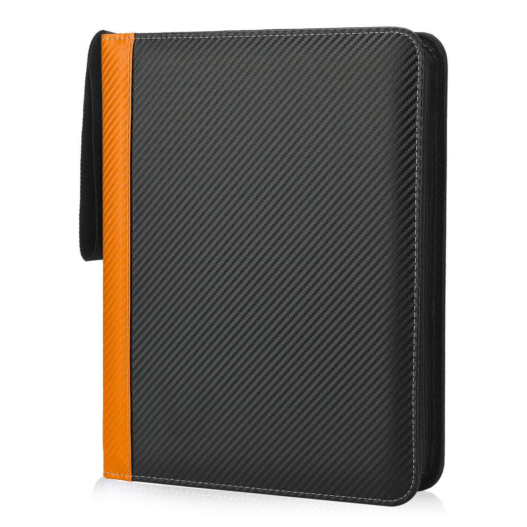 TCGUARD 9 Pockets Trading Card Binder with Sleeves Card Organizer, 900 Double Sided Pocket PU Card Collection Binder, Baseball Binder,for Sports Card, MTG, TCG Yugioh Card (Orange)