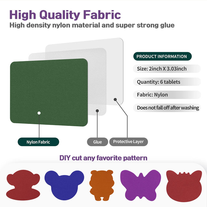 Azobur 6-Pack Nylon Repair Patch Self Adhesive Vinyl Outdoor Camping Gear Repair Kit,Waterproof Fabric Repair Patches for Down Jacket, Tent, Sleeping Bag (Green)