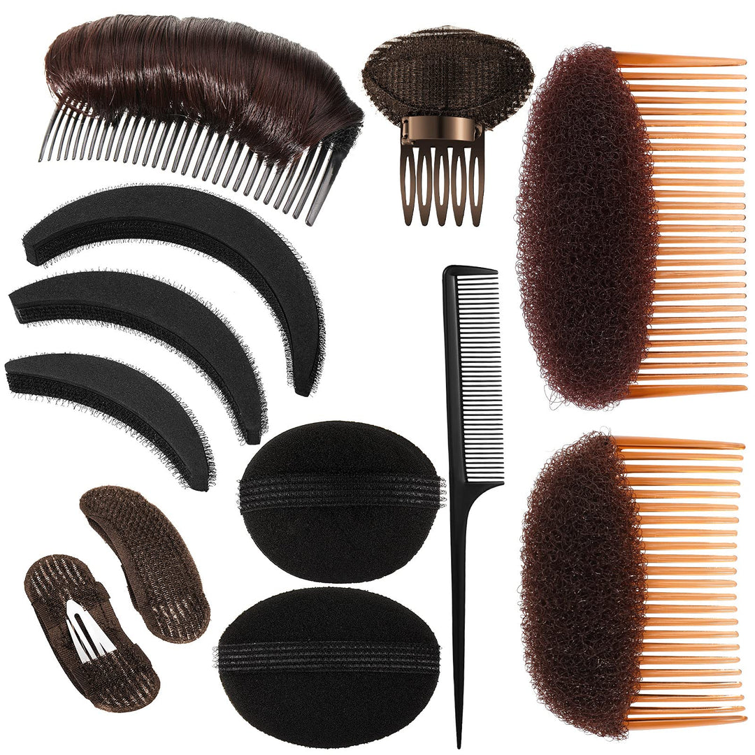 12 Pieces Hair Base Sponge Invisible Hair Clip Comb Bump It Up Volume Tool False Hair Pads Hair Bump Styling Insert Tool Hair Ex