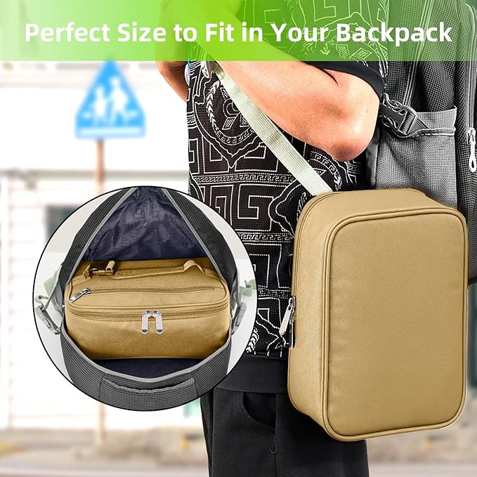 Small Lunch Box Insulated Lunch Bag for Women Men, Bento Kids Lunch Box, Compact Portable Thermal Meal Cooler Bags with Buckle Handle for Work & School, Khaki 5L