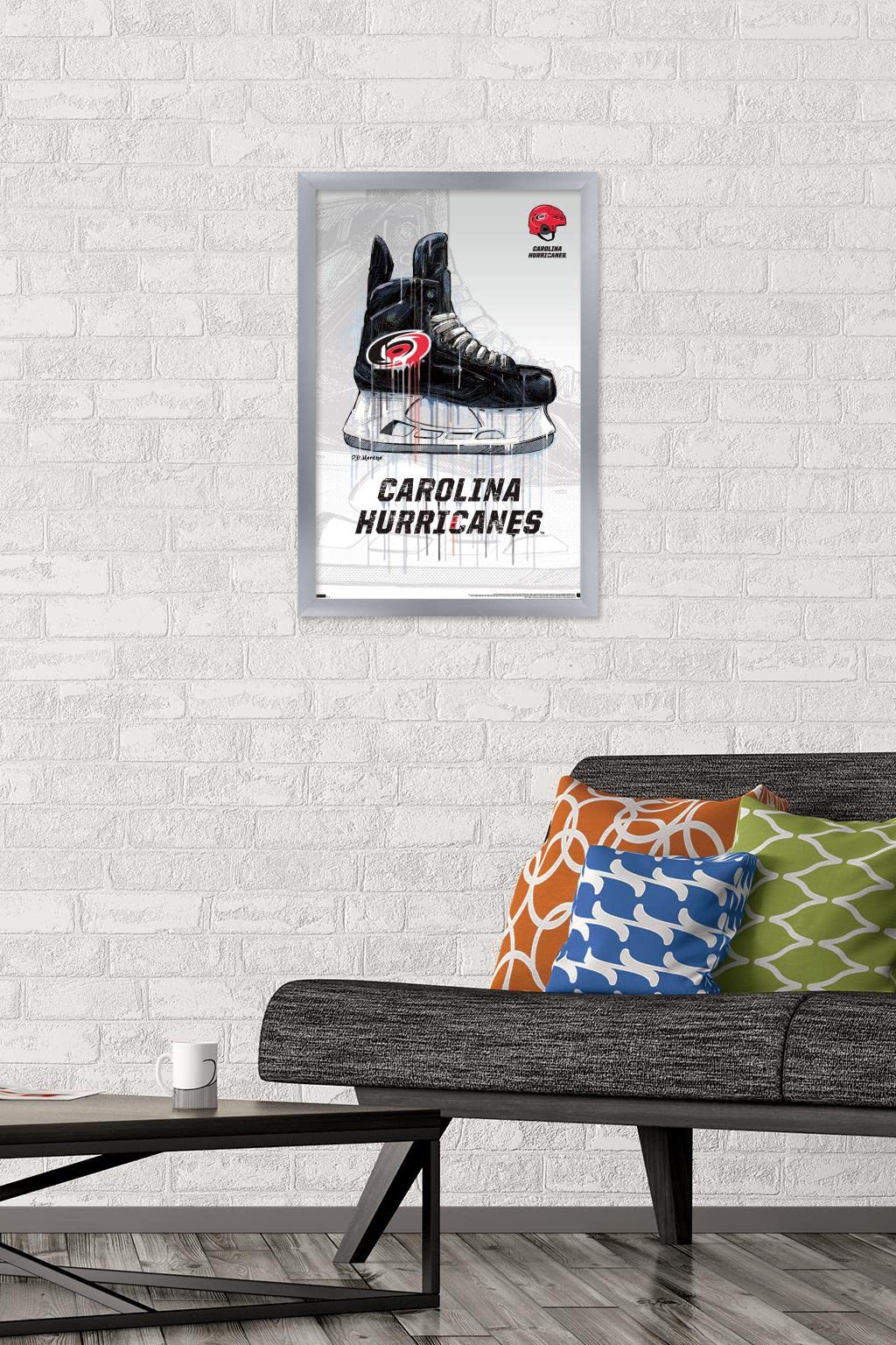 Trends International NHL Carolina Hurricanes - Drip Skate 21 Wall Poster, 14.725" x 22.375", Silver Framed Version