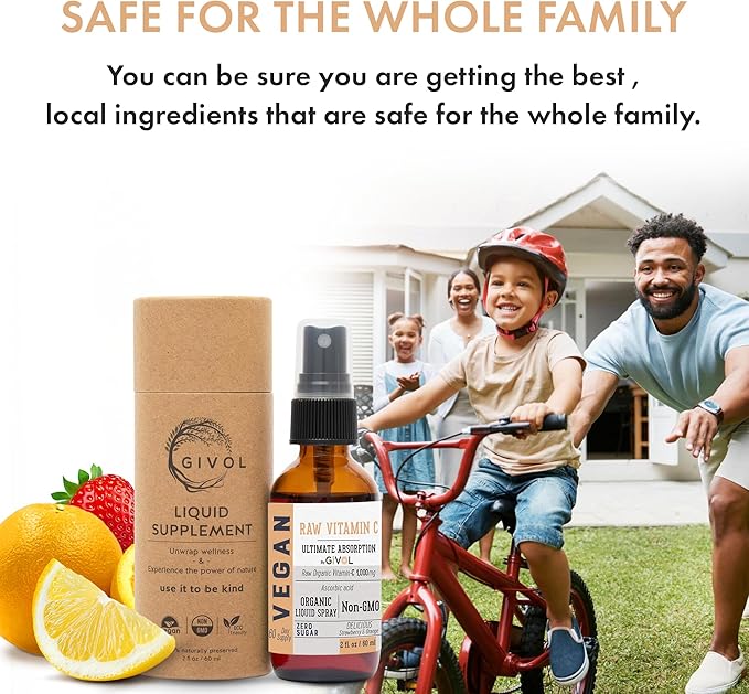 Vitamin C Extra Strength Spray: Daily Absorption Liquid Extract with Lemon, Orange, Strawberry, Rich in Ascorbic Acid, 2oz (60ml) 60 Day Supply