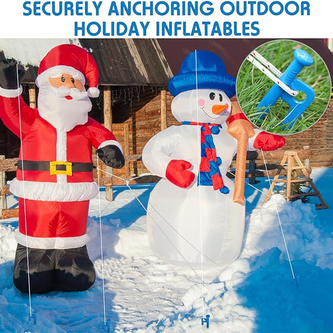 Blulu 24 Pcs 8/12/16 Inch Tent Stakes Heavy Duty Steel Metal Tent Pegs Unbreakable and Inflexible Metal Stakes Tent Spikes for Camping, Yard Decoration, Picnic, Tarp(Blue, 16 Inch)