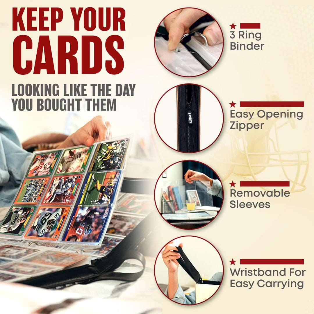 Football Card Binder with 900 Pockets, The Ultimate Football Card Holder Includes 50 Page Storage Sleeves to Organize and Protect Your Sports Cards Like a Pro (American Flag)