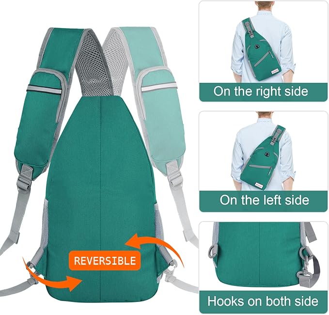 ZOMAKE Sling Bag for Women Men, Small Crossbody Sling Backpack, Mini Water Resistant Shoulder Daypack for Travel, Anti Thief Chest Bag for Hiking, Sports, Army Green(new)