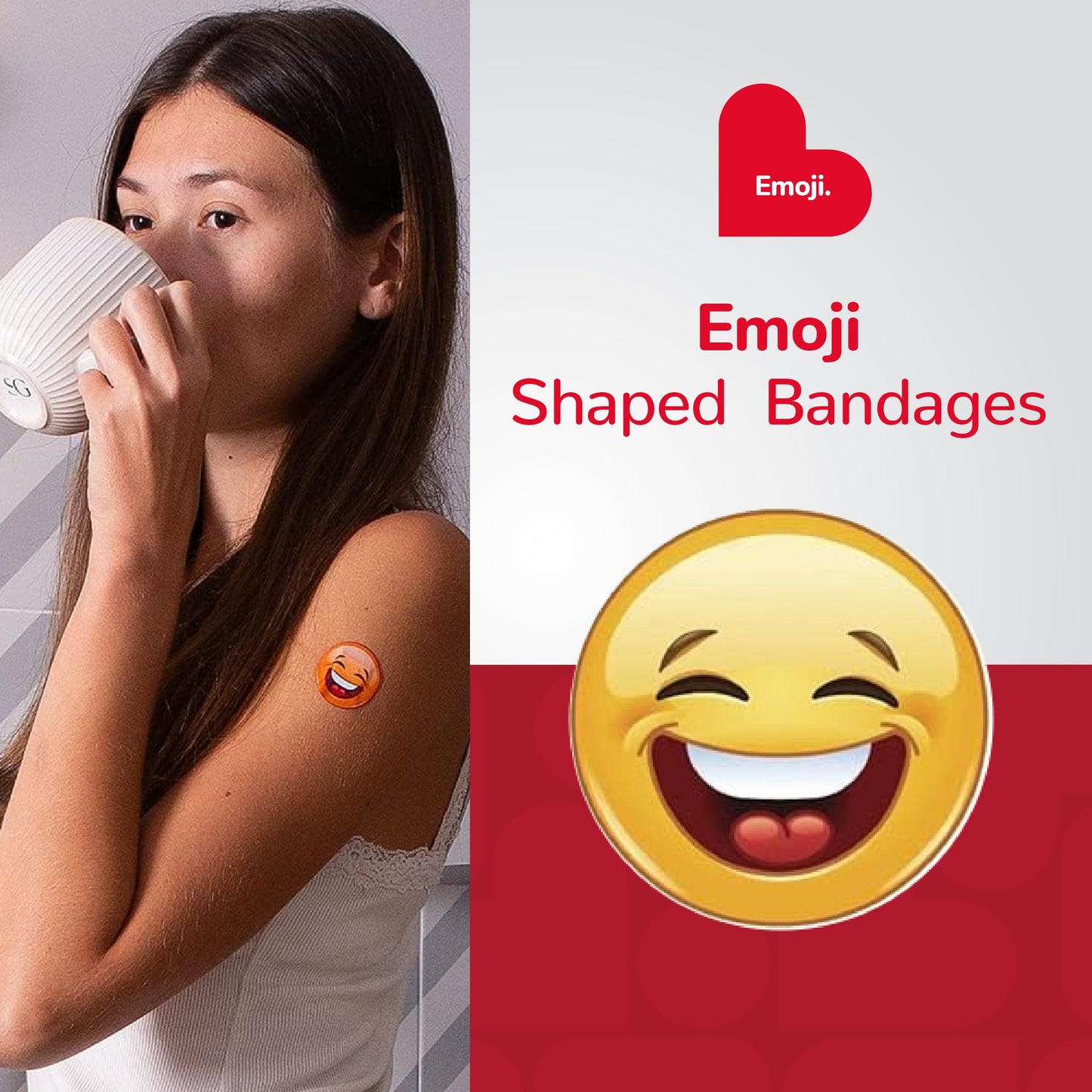 BioSwiss Bandages, Emoji Shaped Self Adhesive Bandage, Latex Free Sterile Wound Care, Fun First Aid Kit Supplies for Kids, 24 Count
