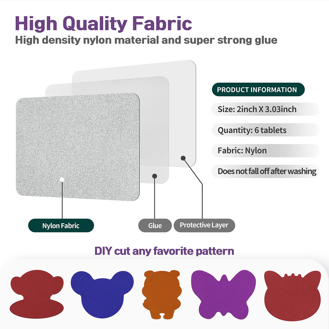 Azobur 6-Pack Nylon Repair Patch Self Adhesive Vinyl Outdoor Camping Gear Repair Kit,Waterproof Fabric Repair Patches for Down Jacket, Tent, Sleeping Bag (Silvery)