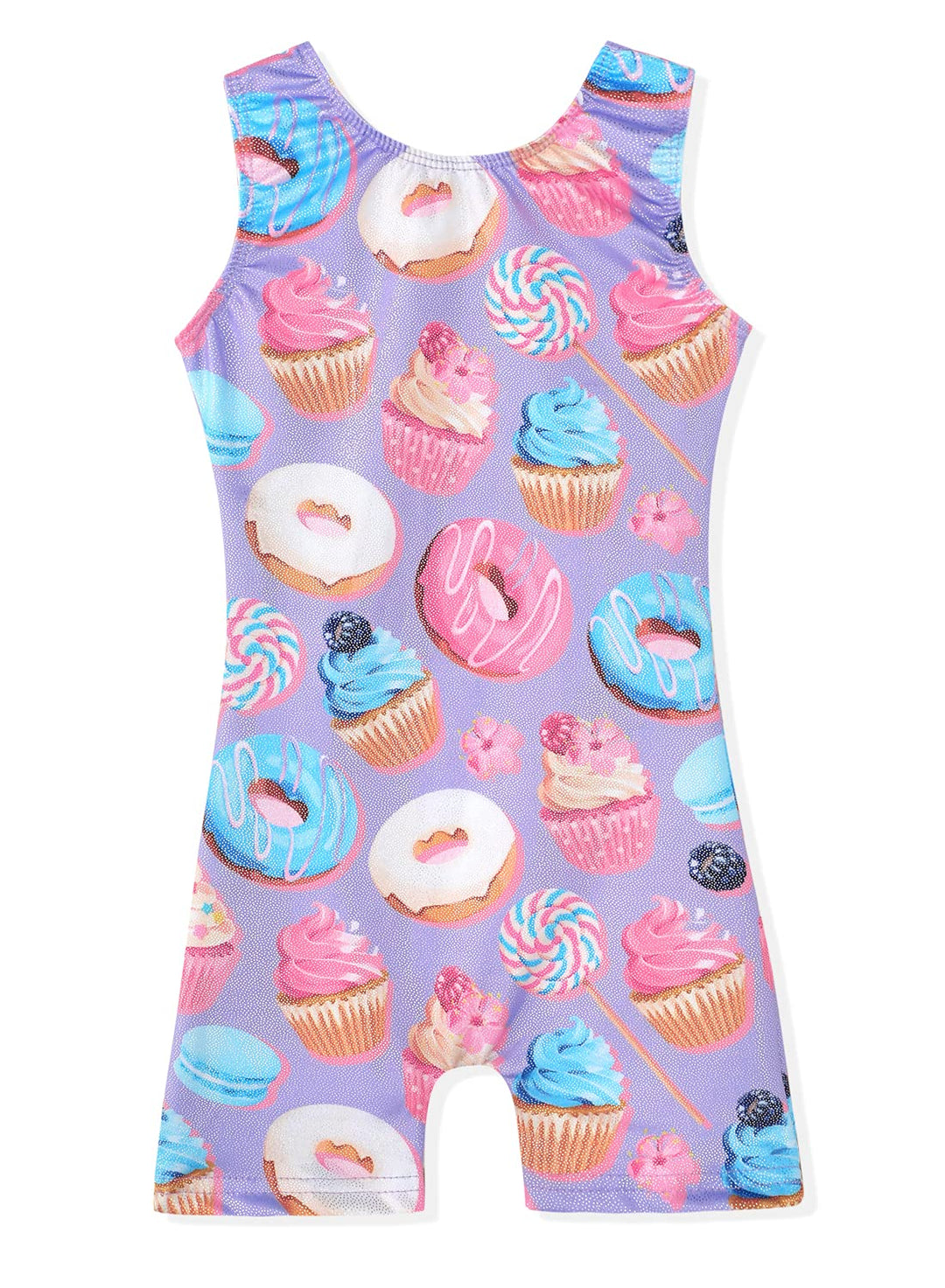 Leotards for Girls Gymnastics4t 5t Toddler Dance Leotard Athletic Dance Wear Shiny Purple Donuts Biketard (Donuts Purple, 4-5T)