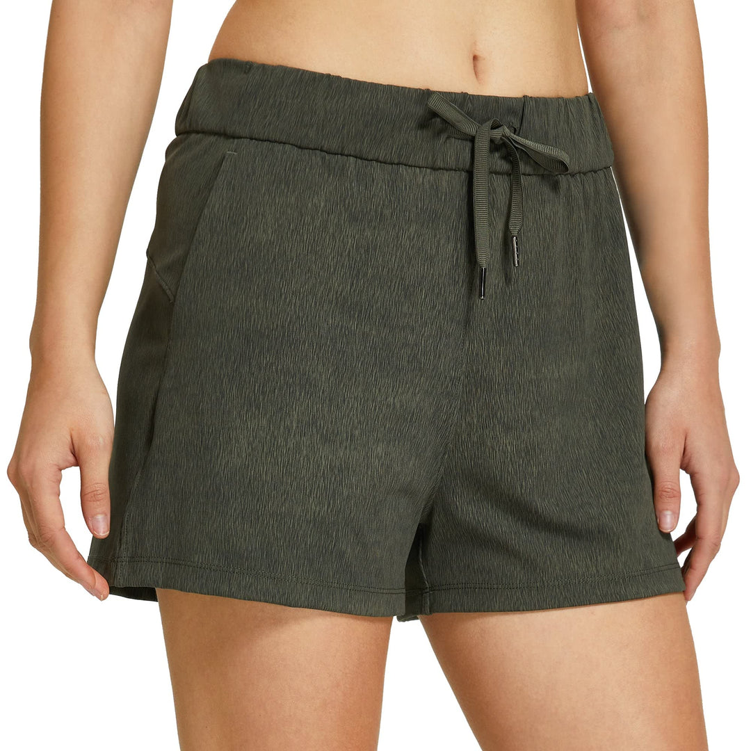 Willit Women's Shorts Hiking athletic Shorts Yoga Lounge Active Workout Running Shorts Comfy Casual with Pockets Heather Green XS