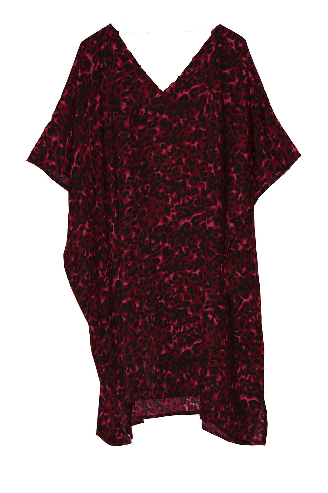 Women's Printed Floral V Neck Kaftan Short Dress Kimono Caftan Beach Cover up (Tiger Print)