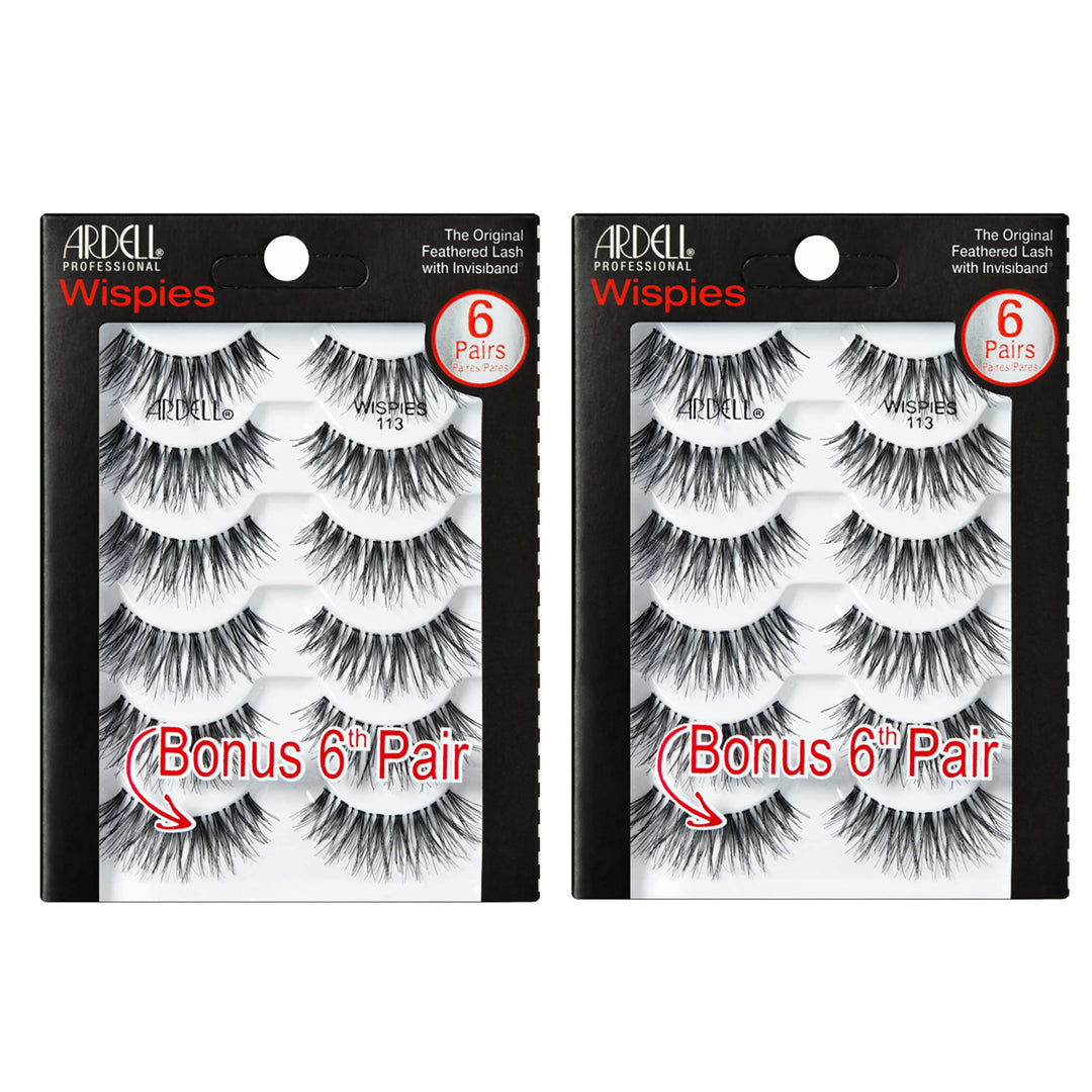 Ardell Wispies 113 Black, 6 Pairs X 2 Pack