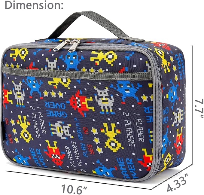 FlowFly Kids Lunch box Insulated Soft Bag Mini Cooler Back to School Thermal Meal Tote Kit for Girls, Boys, Robot