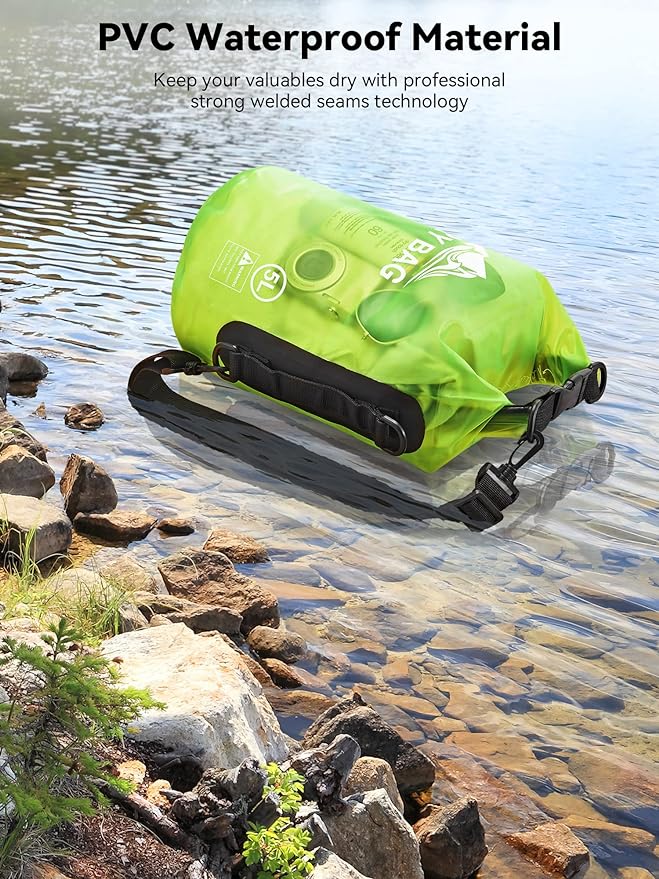 HEETA Dry Bag Waterproof for Women Men, 5L/10L/20L/30L/40L Roll Top Lightweight Dry Storage Bag Backpack with Phone Case for Travel, Swimming, Boating, Kayaking, Camping & Beach, 11 Transparent Colors