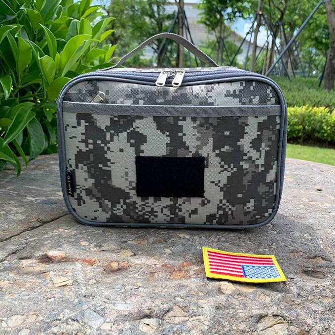 FlowFly Kids Lunch box Insulated Soft Bag Mini Cooler Back to School Thermal Meal Tote Kit for Girls, Boys, Free USA Flag Patch Included