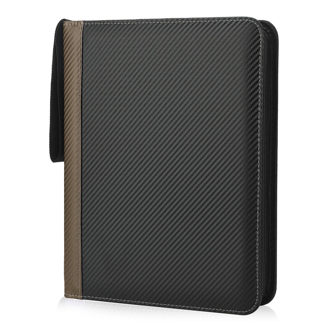 TCGUARD 9 Pockets Trading Card Binder with Sleeves Card Organizer, 900 Double Sided Pocket PU Card Collection Binder, Baseball Binder,for Sports Card, MTG, TCG Yugioh Card (Brown)