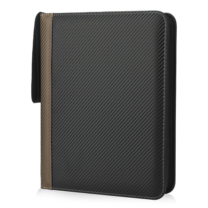 TCGUARD 9 Pockets Trading Card Binder with Sleeves Card Organizer, 900 Double Sided Pocket PU Card Collection Binder, Baseball Binder,for Sports Card, MTG, TCG Yugioh Card (Brown)