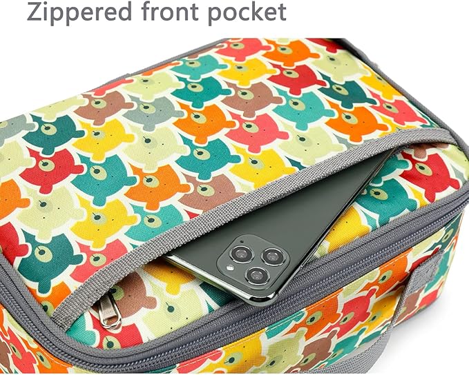 FlowFly Kids Lunch box Insulated Soft Bag Mini Cooler Back to School Thermal Meal Tote Kit for Girls, Boys, Bear
