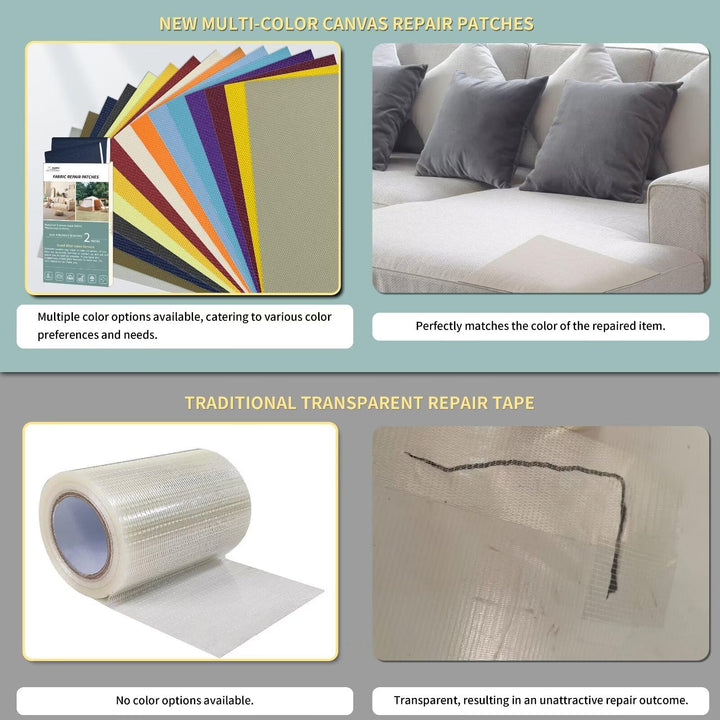 Azobur 2 Pieces Waterproof Extra Large Canvas Repair Tape, Boat Cover Repair Kit, Tent Repair Tape, Pop Up Canvas Repair Kit, Suitable for Various Fabric Repair (Light Grey)