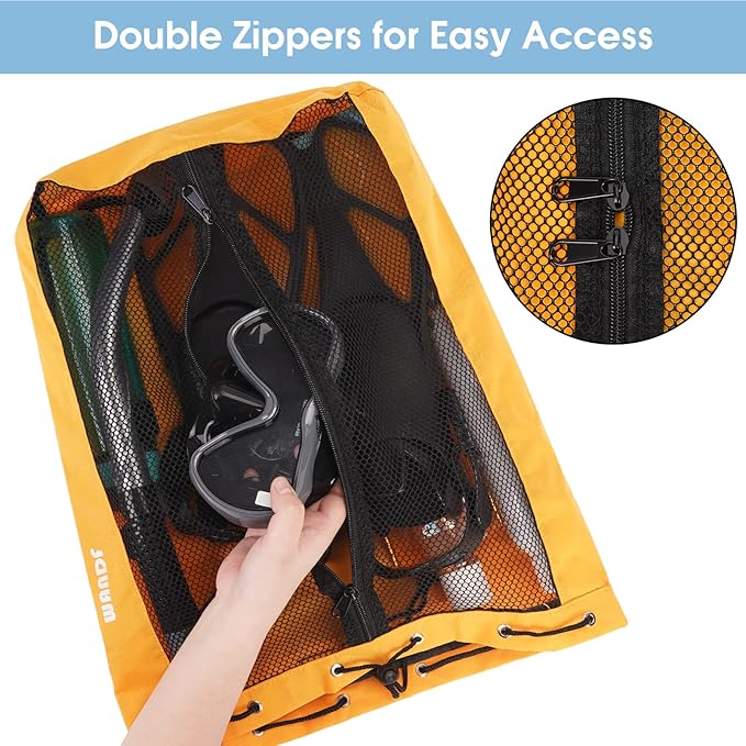 WANDF Swim Bag Mesh Drawstring Backpack Beach Backpack for Swimming, Gym, and Workout Gear